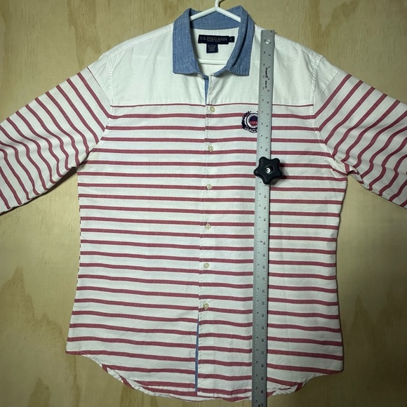 U.S. Polo Assn. Men's Vintage Look Rare White and Red Striped Button Down Shirt - Picture 6 of 14